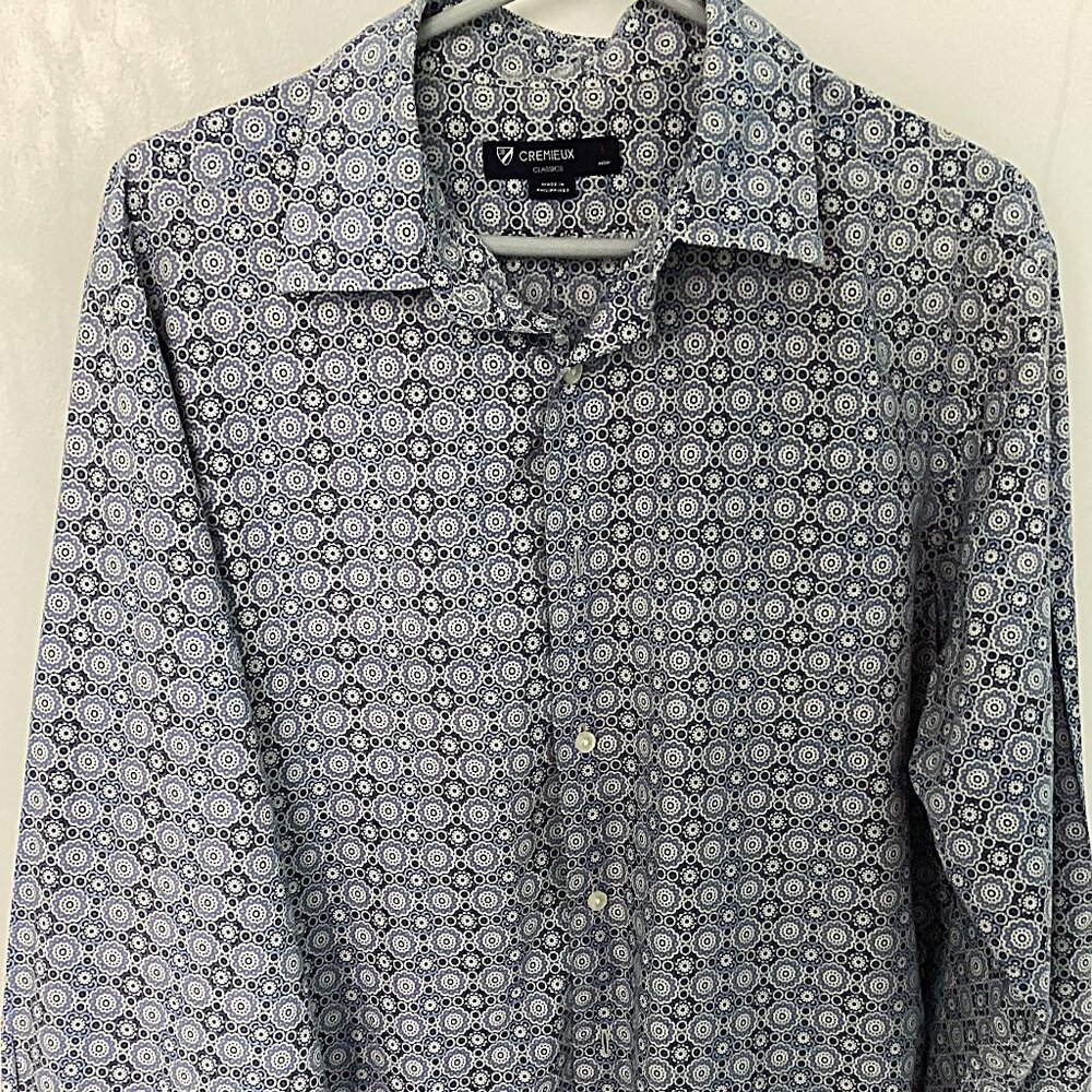 Cremieux L mens blue mosaic print shirt